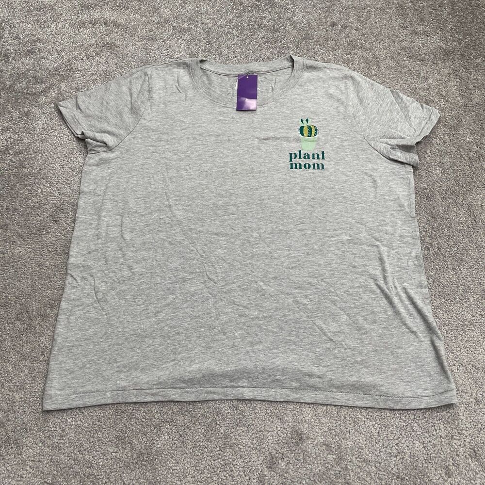 Doe Basic Graphic T-Shirt Womens XL Gray 100% Cotton Crew Neck Casual Tee NWT